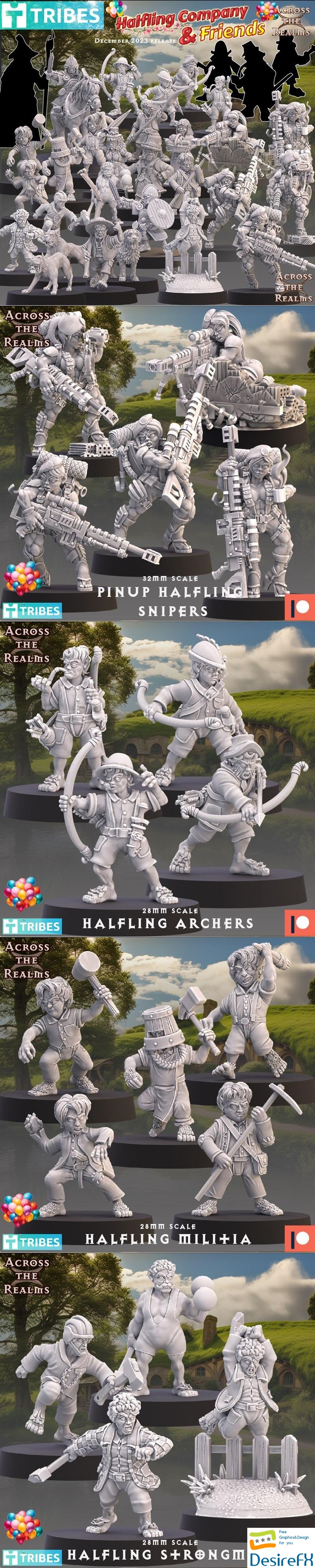 Across the Realms - Halfling Company and Friends December 2023 3D Print