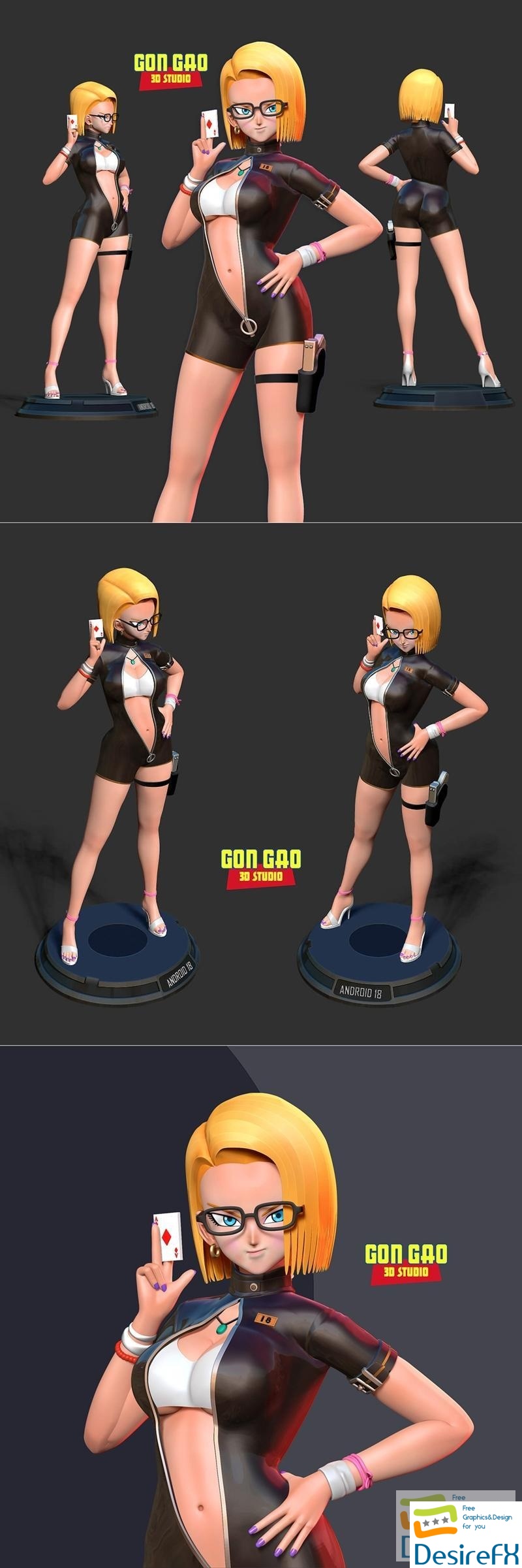 Android 18 - Poker Girl 3D Print