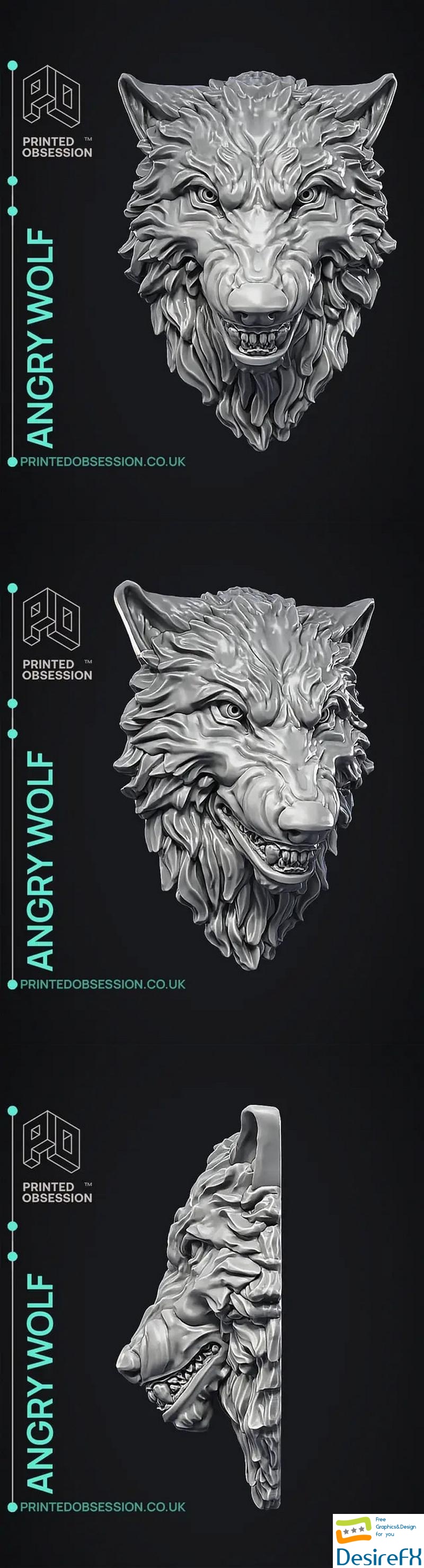 Angry Wolf - Wall Decoration - 3D Print