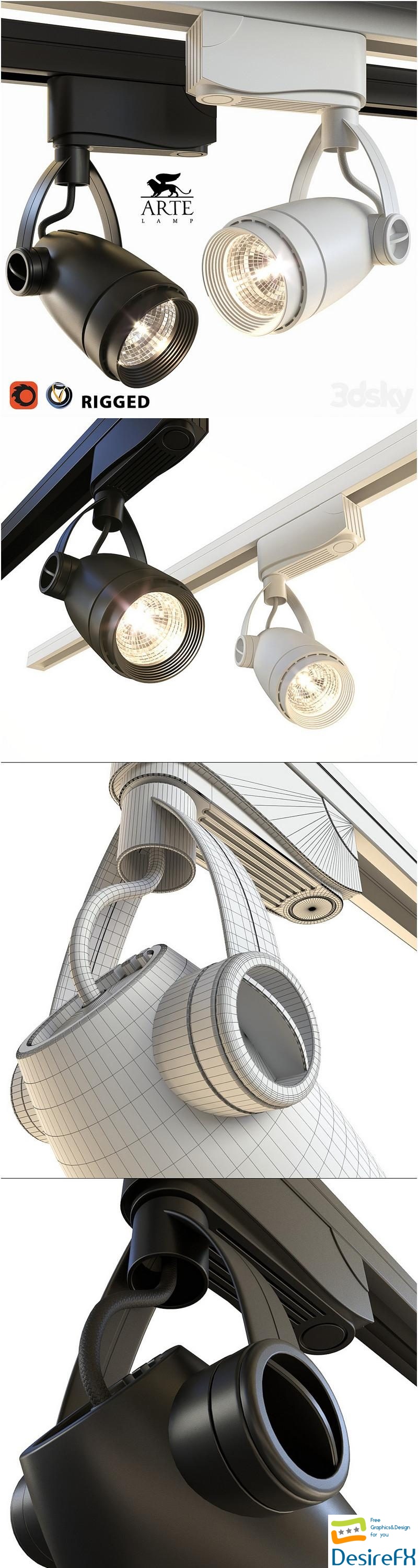 Arte Lamp Track Lights A5910PL-1 Black and White 3D Model