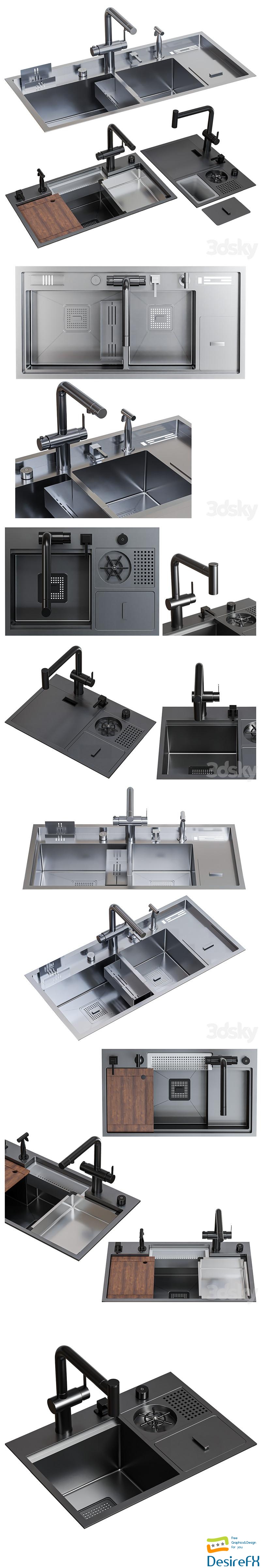 Asras sink set2 3D Model