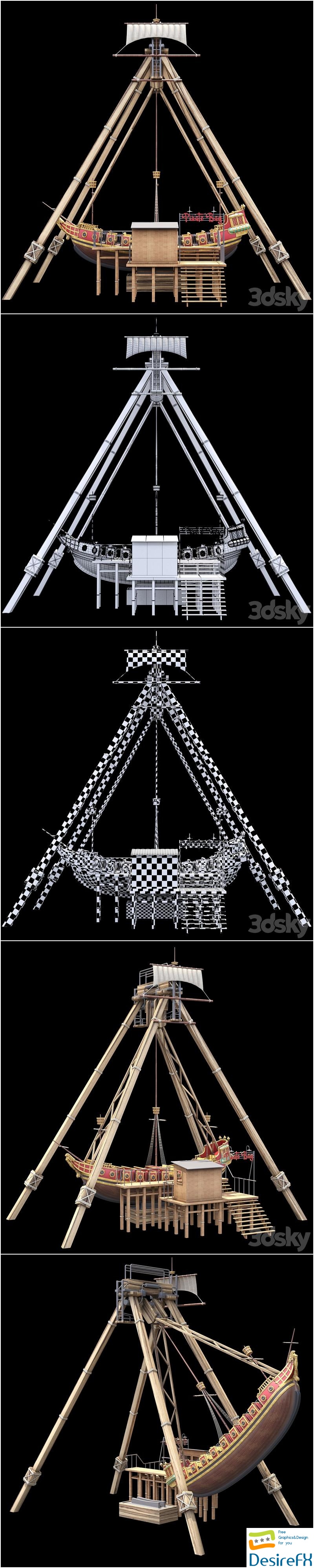 Attraction Pirate ship 3D Model