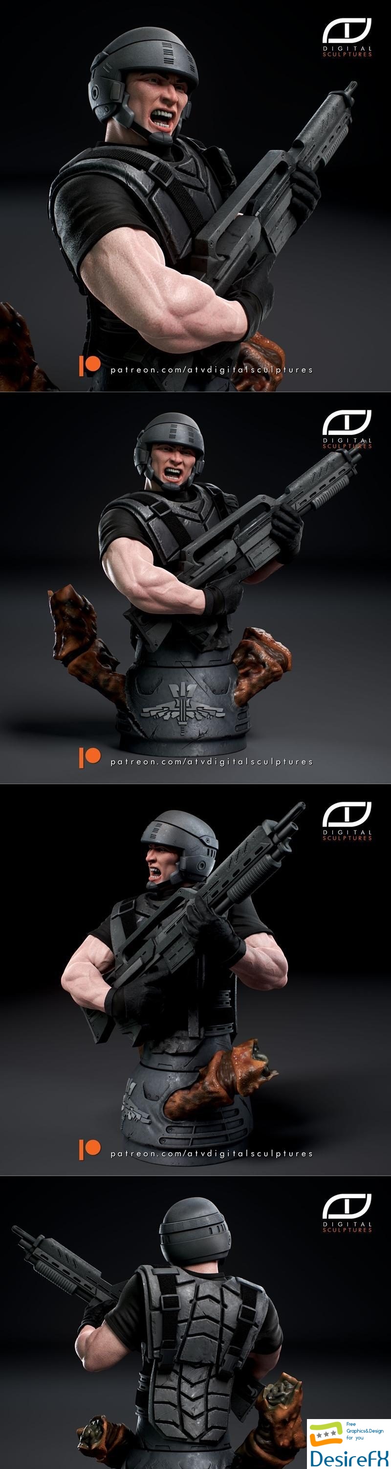 ATV Digital Sculptures - Starship Troopers Bust 3D Print
