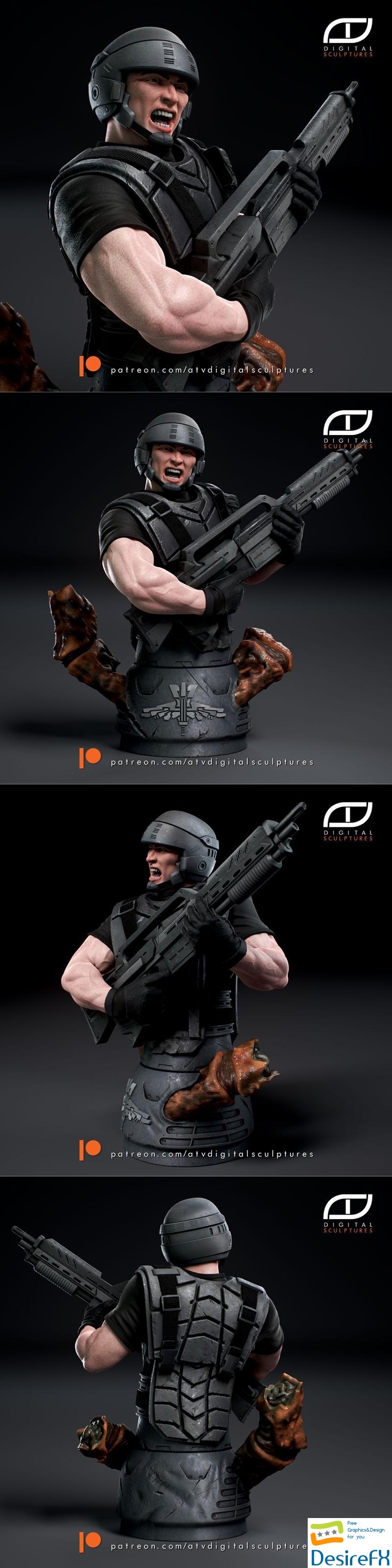 ATV Digital Sculptures - Starship Troopers Bust 3D Print