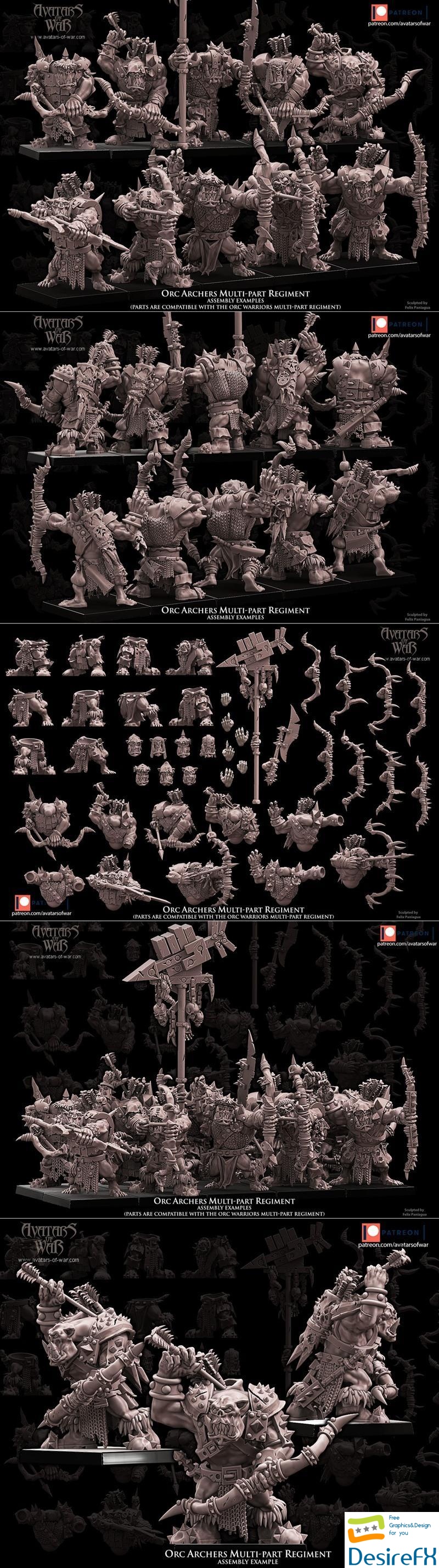 Avatars of War - Orc Archers Multipart Regiment 3D Print