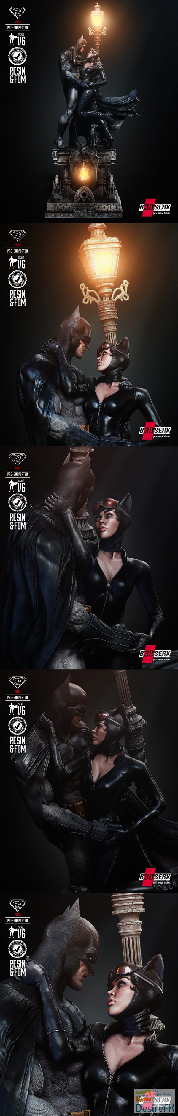 B3DSERK – Catwoman and Batman Diorama – 3D Print