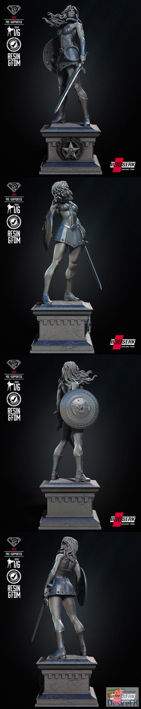 B3DSERK – Red Son Wonder Woman Sculpture – 3D Print