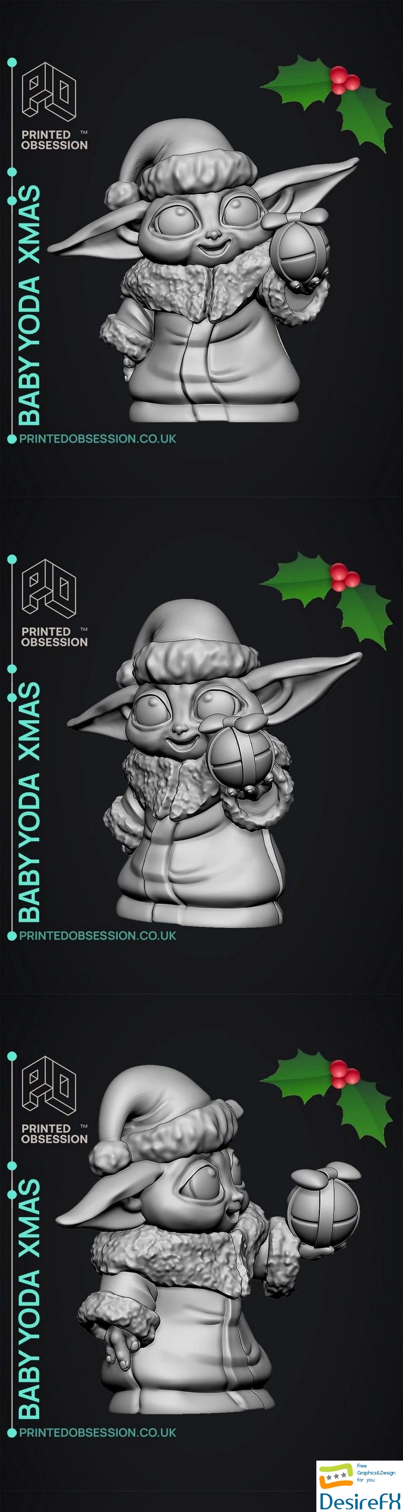Baby Yoda Xmas with Ball - 3D Print