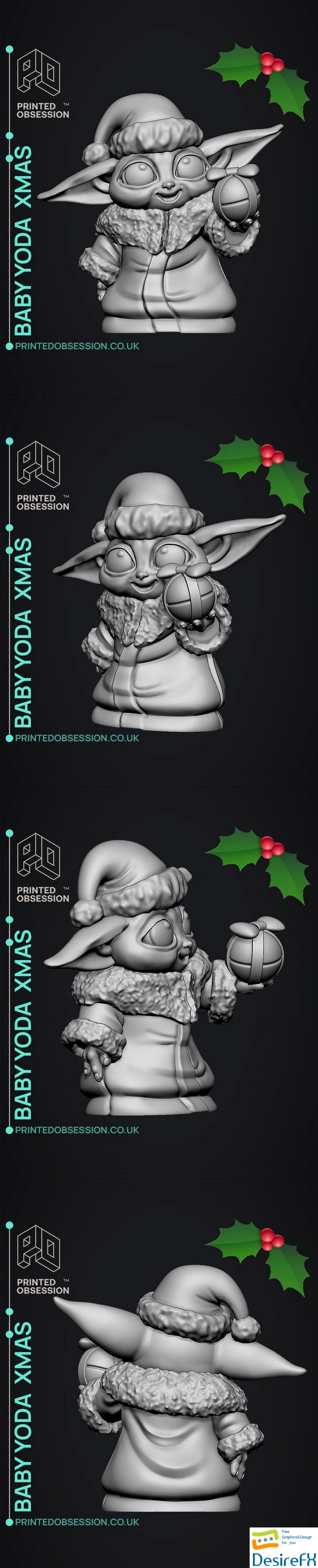 Baby Yoda Xmas with Ball - 3D Print