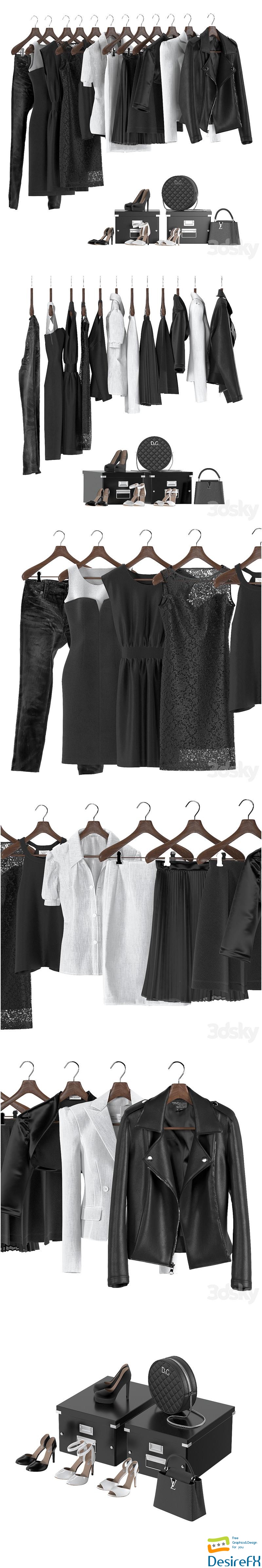 Black and white women wardrobe 3D Model