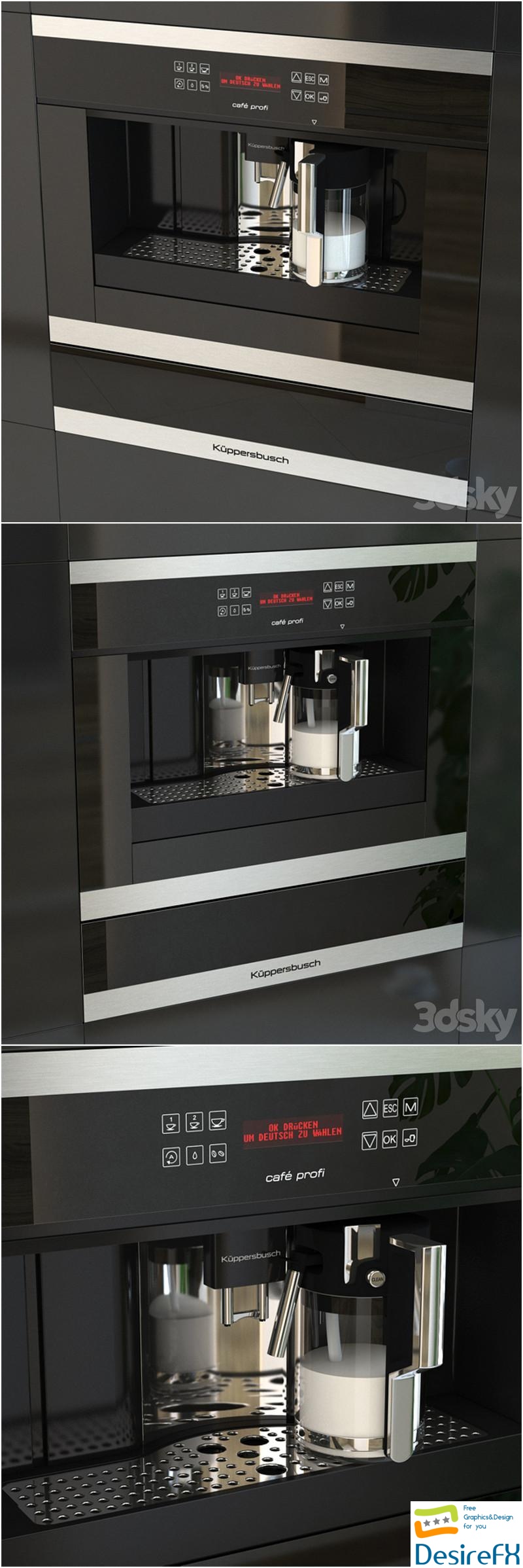 Black Coffee Machine EKV6500 Kuppersbusch 3D Model