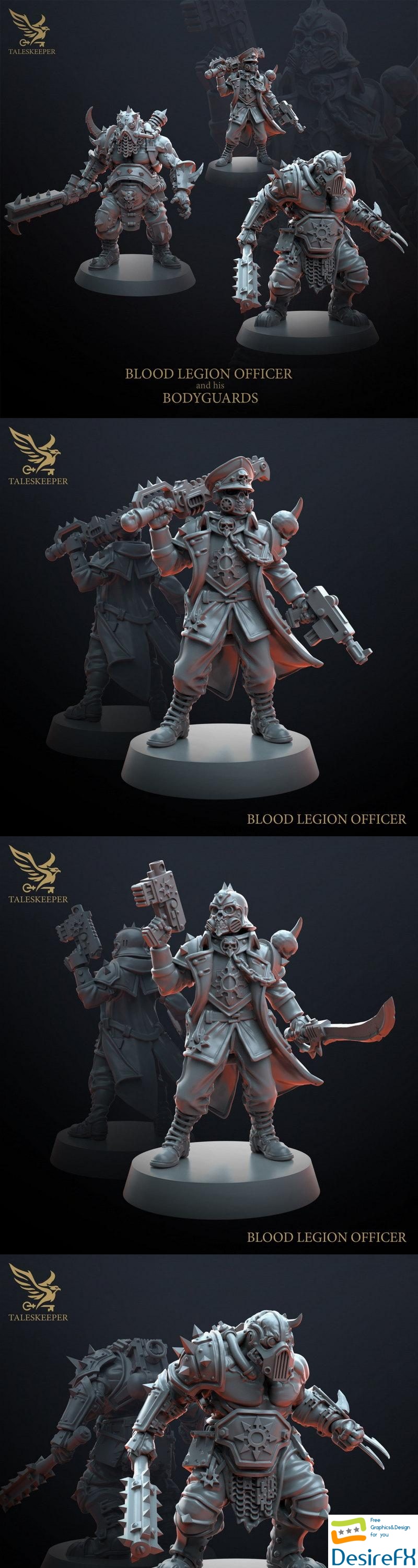 Blood Legion Officer and His Bodyguards - 3D Print