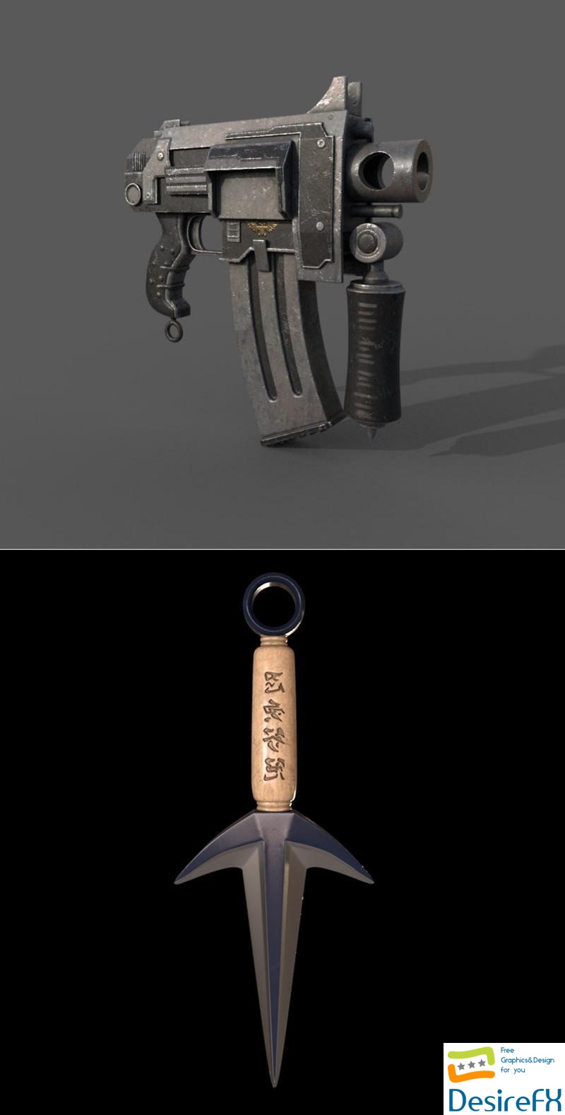 Bolt Pistol and Minato Kunai 3D Print