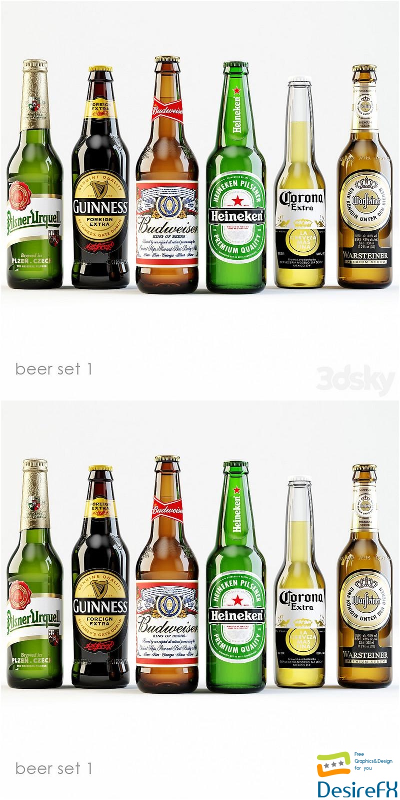 Bottles of beer 1 3D Model