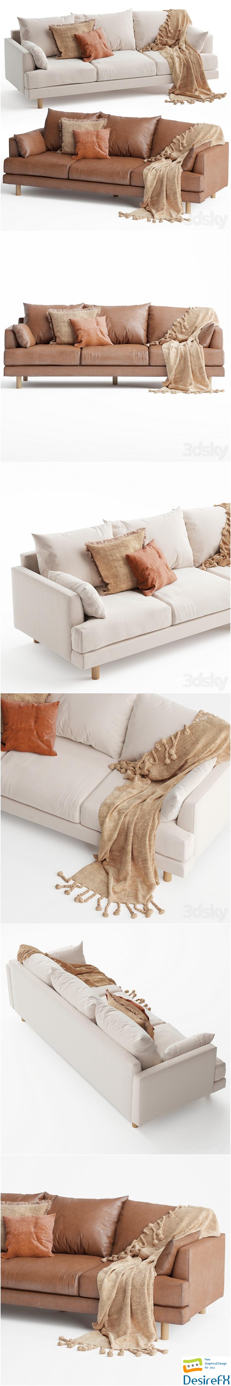 Bungalow Premium 3 Seater Sofa 3D Model