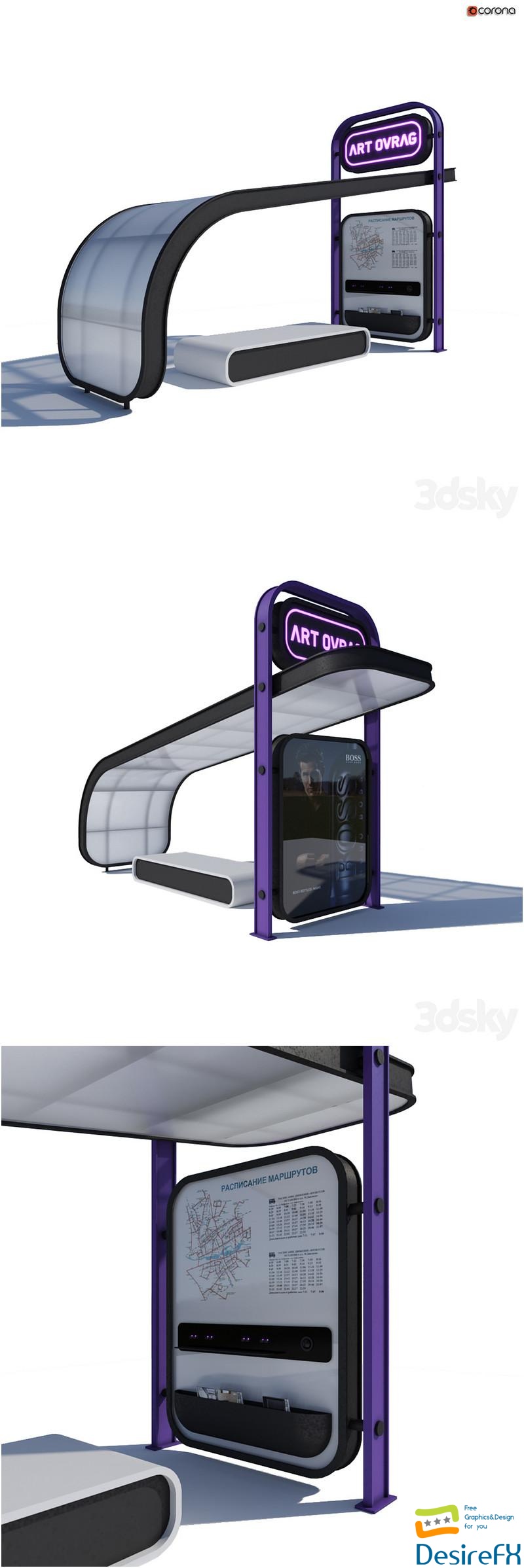 Bus stop 2 3D Model