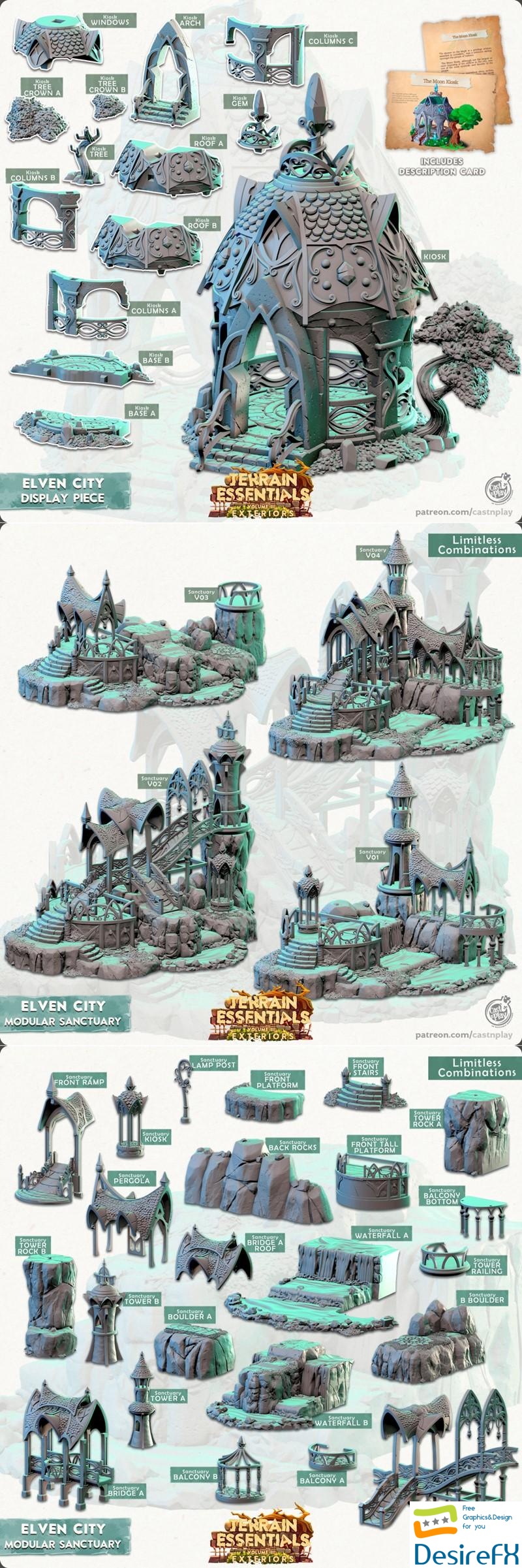 Cast n Play - Elven City Set 3D Print