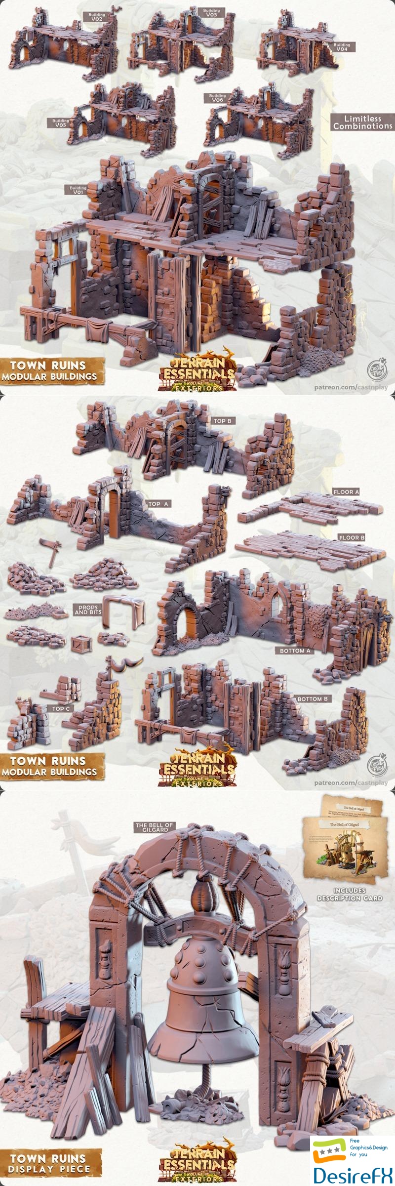 Cast n Play - Town Ruins Set 3D Print