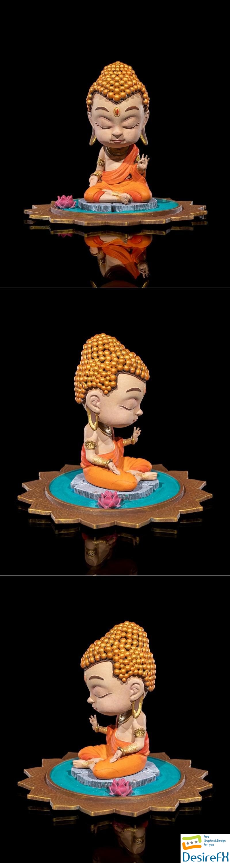 Chibi Buddha Serenity on The Lotus Pond 3D Print