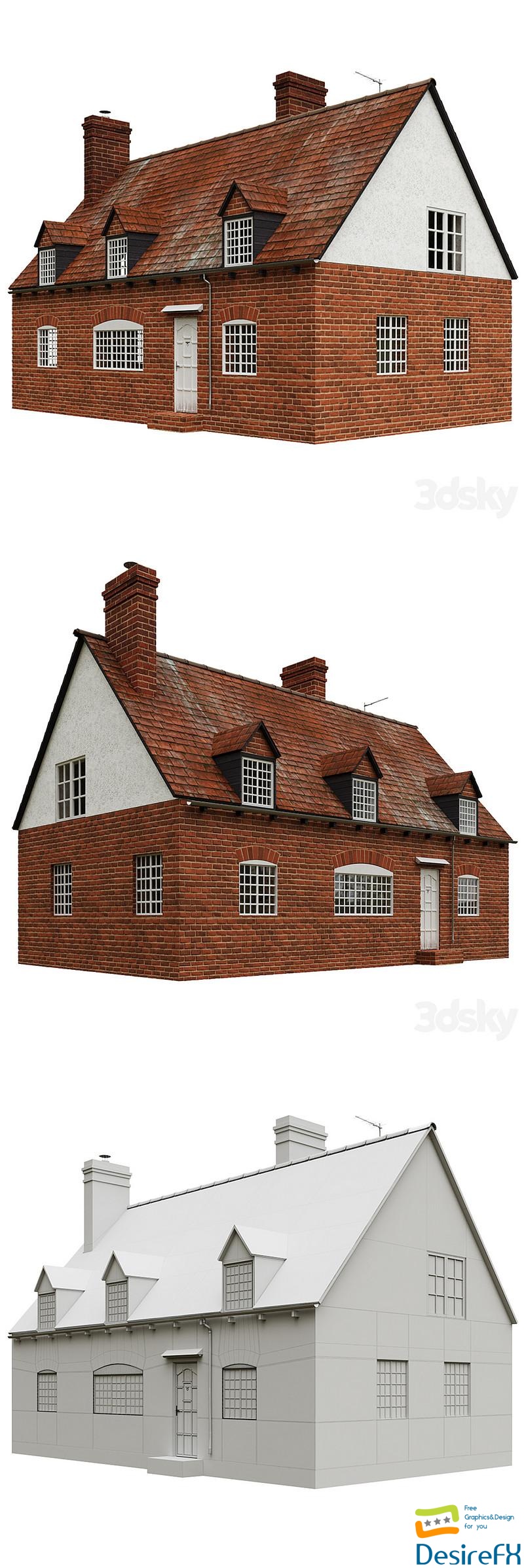 Classic house in the England style 3D Model