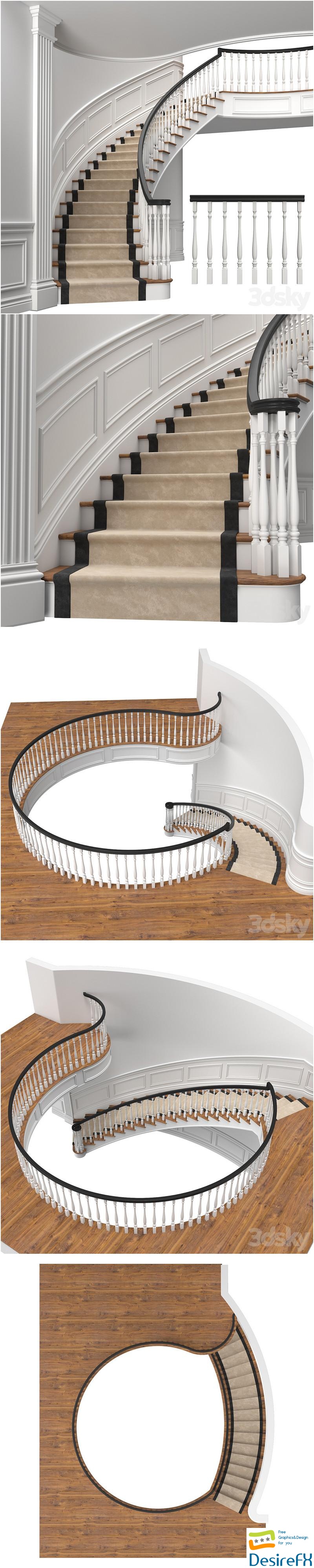 Classic stairs 3 3D Model