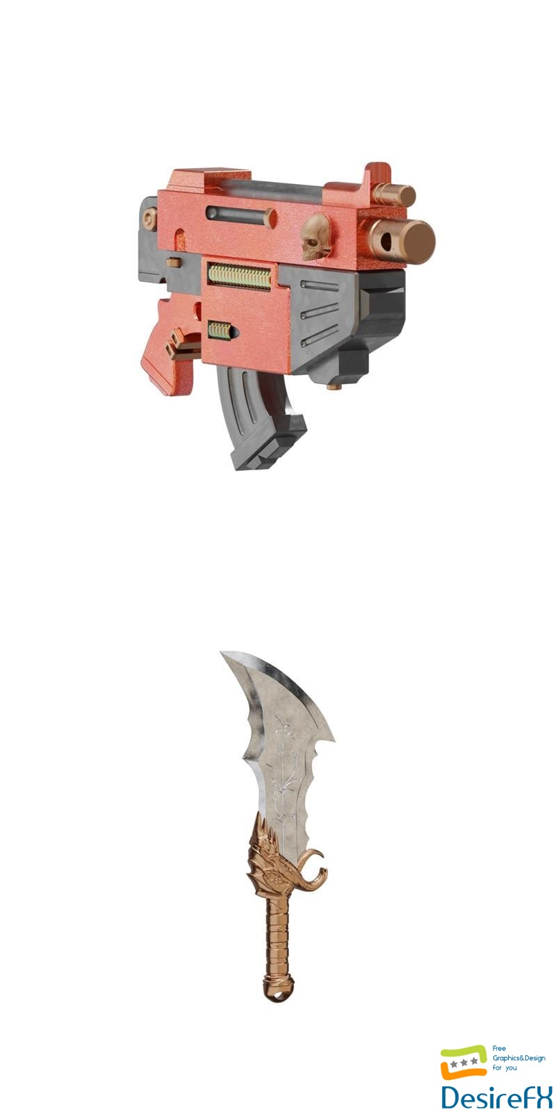 Combi Plasma Rifle and God of War Blades of Chaos 3D Print