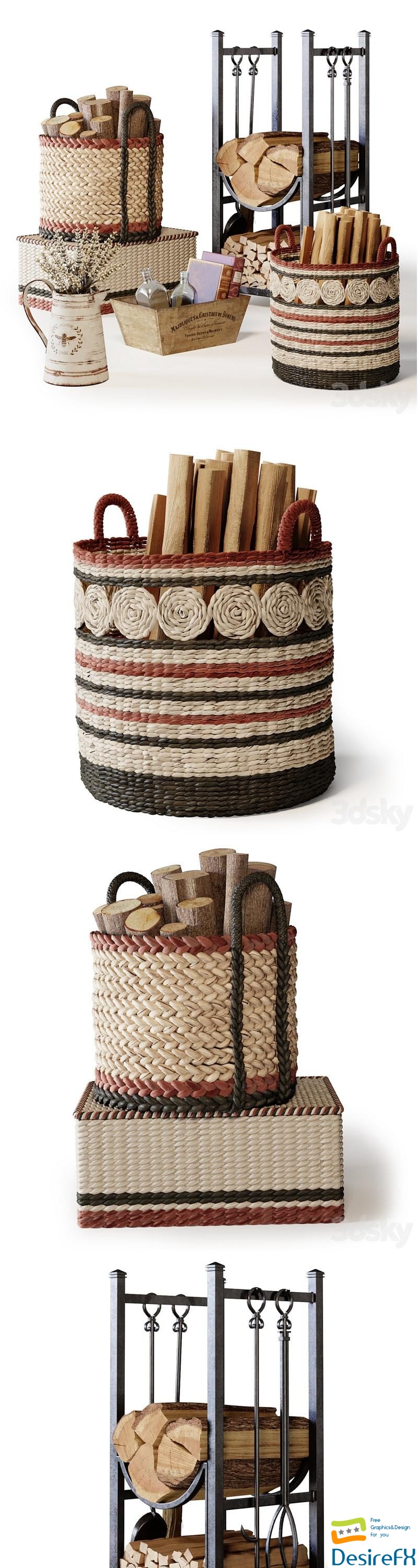 Decorative Set with Baskets 01 3D Model