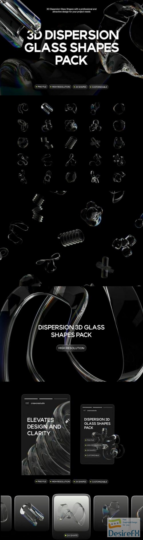 Dispersion 3D Glass Shapes Pack - 4XVHY2B