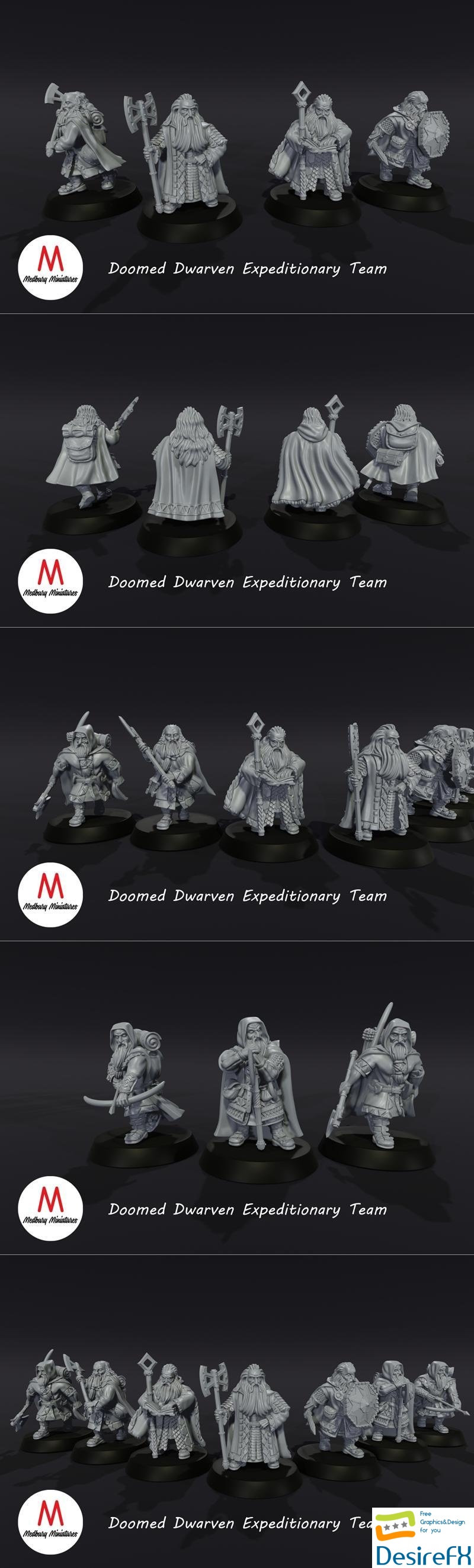 Doomed Dwarven Expeditionary Team 3D Print