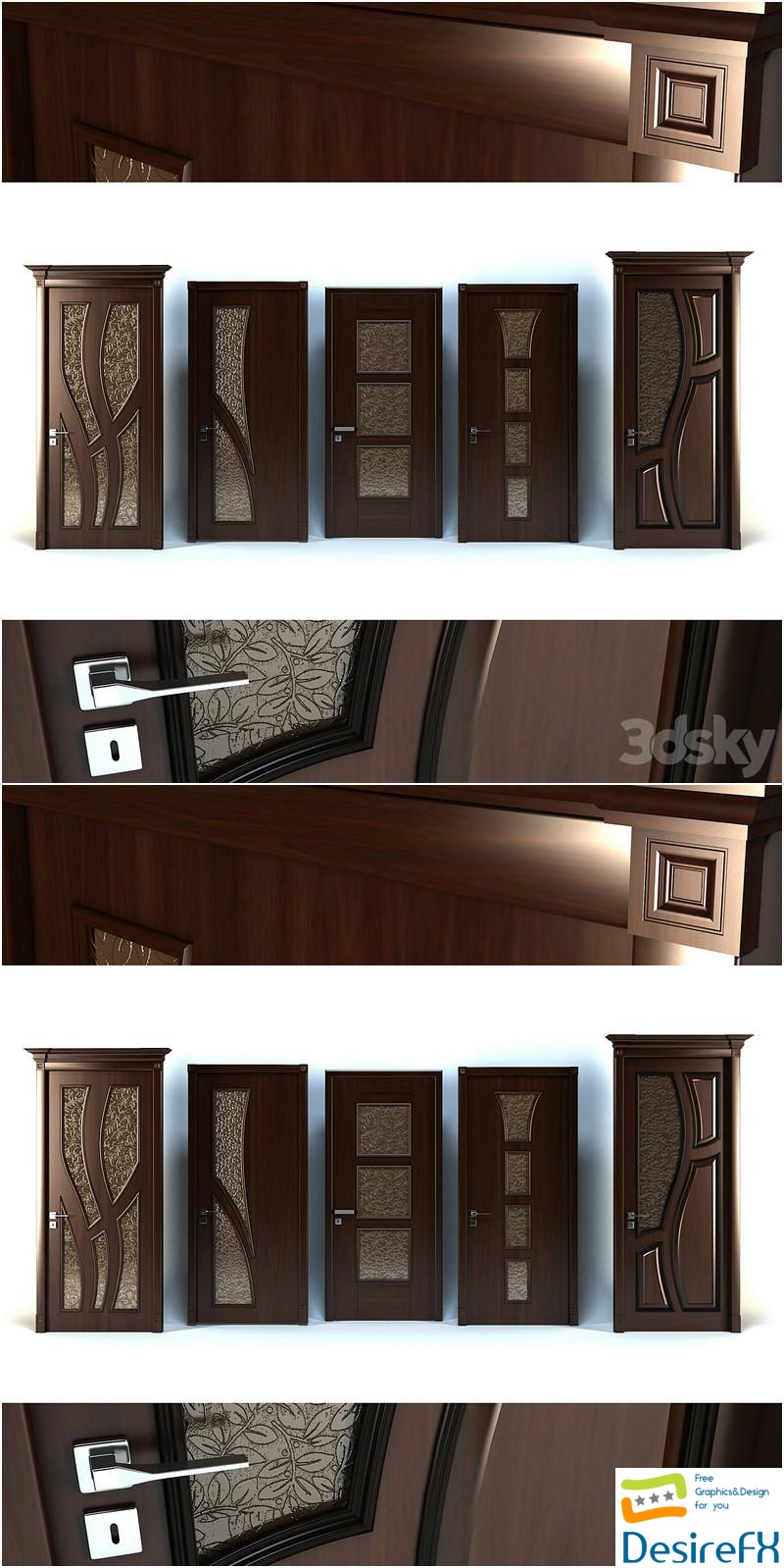 Door with stained glass collection 3D Model
