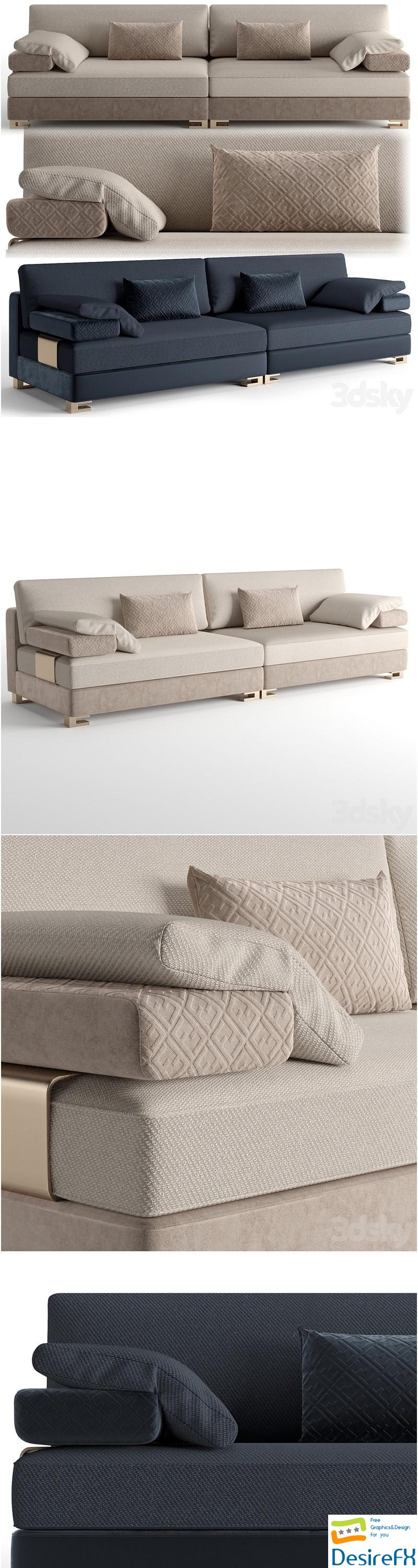 Fendi Casa Moore Sofa 3D Model