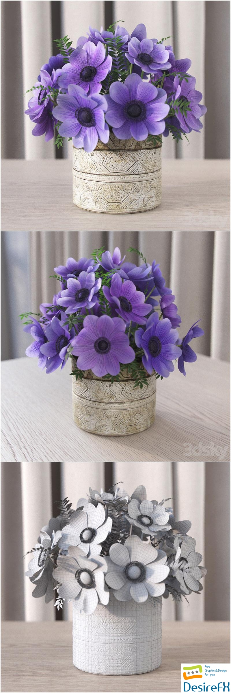 Flowers in a Vase 3 3D Model