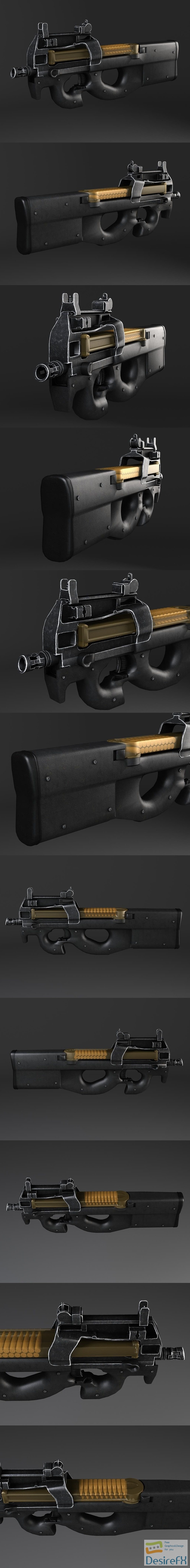 FN P90 Submachine Gun 3D Model