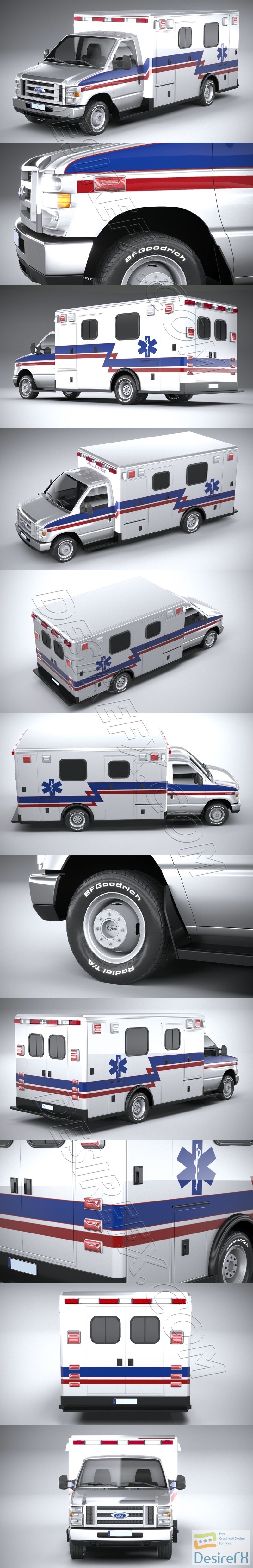 Ford E-450 Ambulance 2011 LowPoly 3D Model