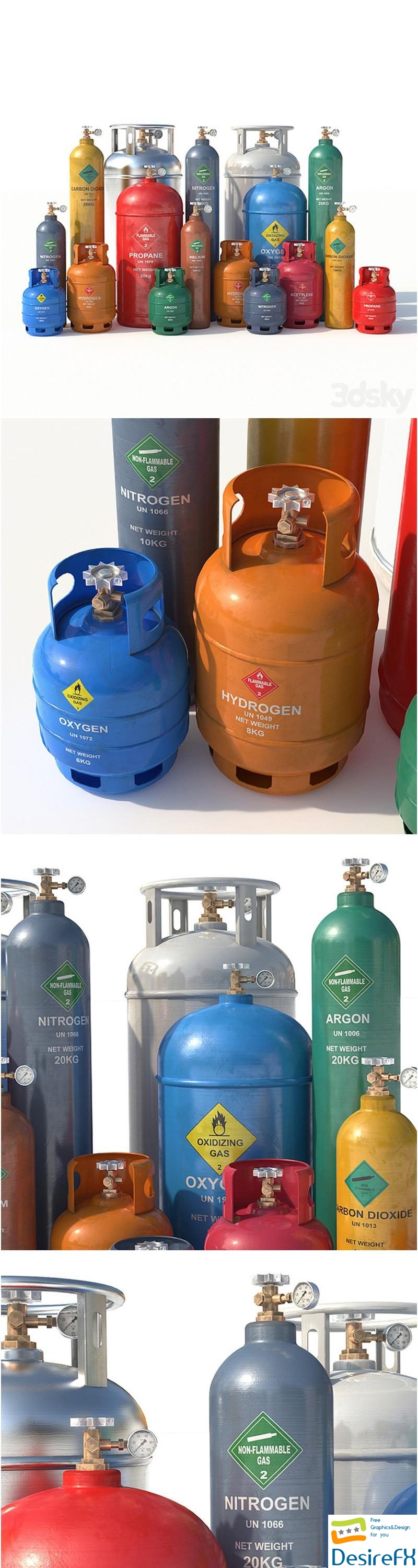 Gas cylinders 3D Model