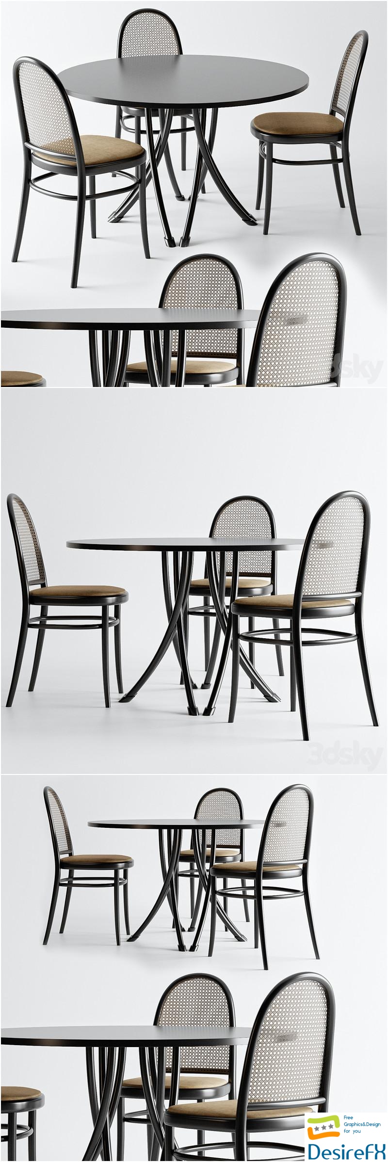 Gebrueder Thonet Vienna - Table and Chair 3D Model