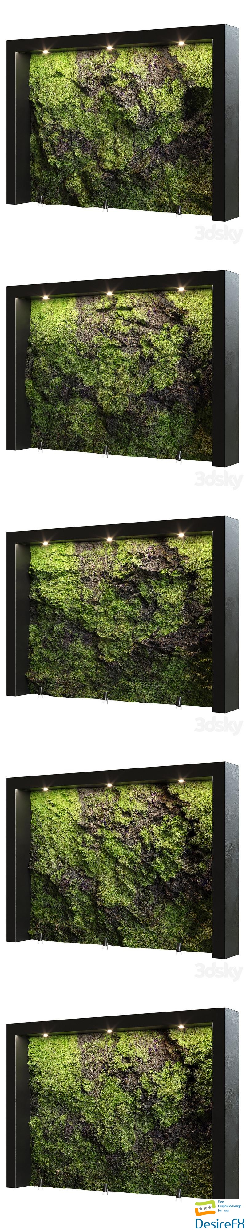 Green natural stone wall1 3D Model