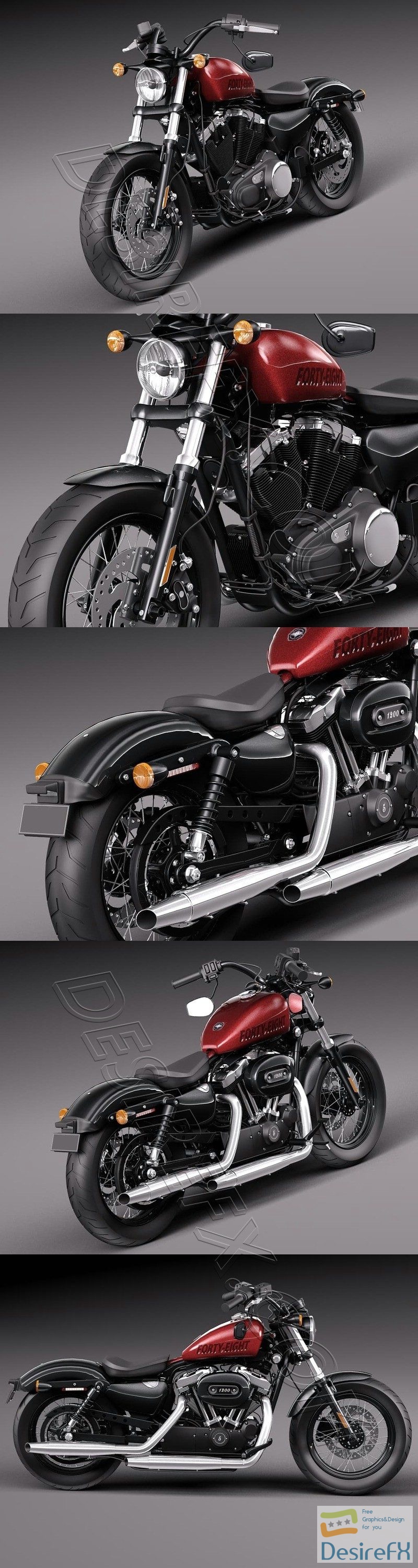 Harley Davidson Sportster Forty Eight 2015 3D Model
