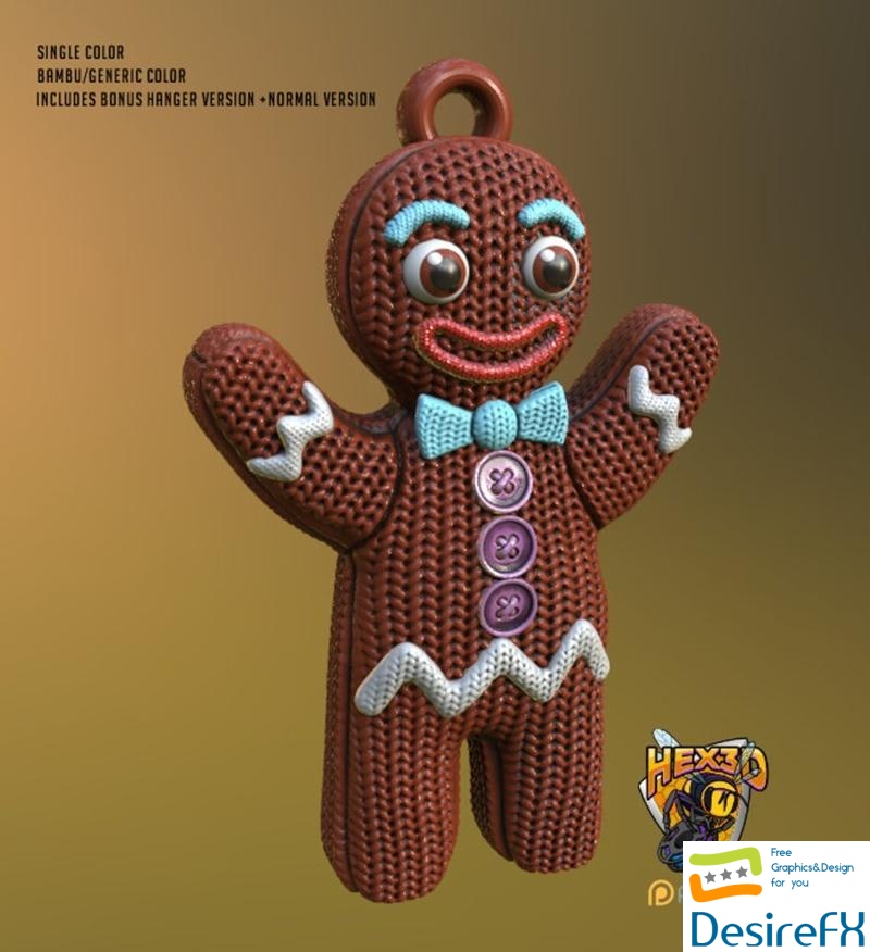 Hex3D - Knitted Ginger Bread Man 3D Print