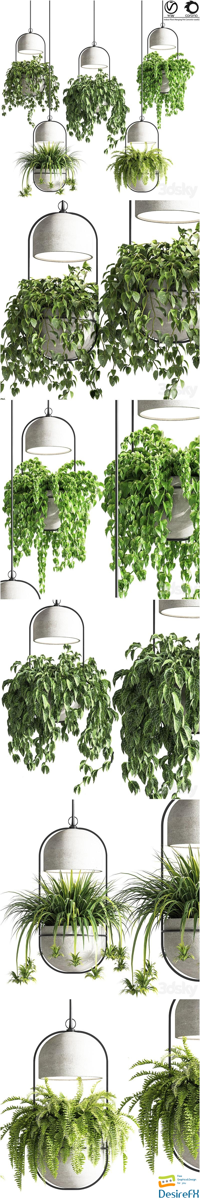 Indoor_plants_hanging_pot_concrete_vase_02 3D Model