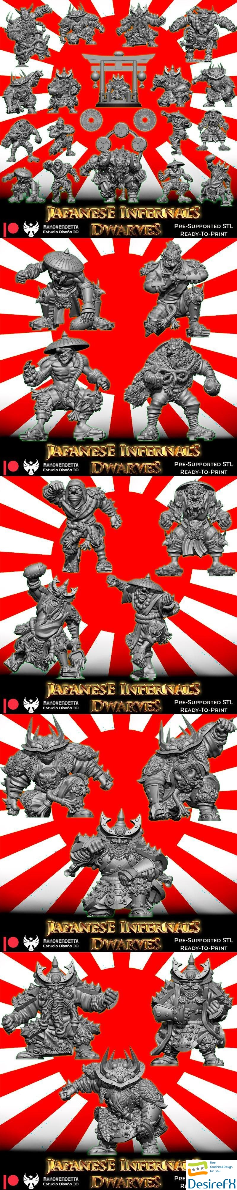 Japanese Infernal Dwarves - Rakovendetta 3D Print