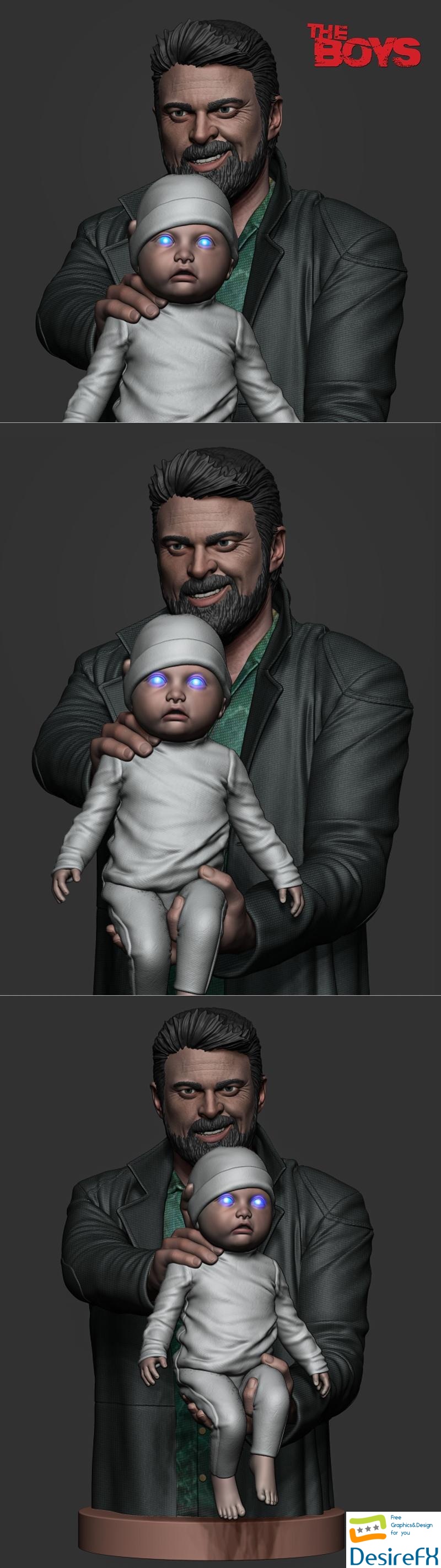 Karl Urban - Butcher and baby 3D Print