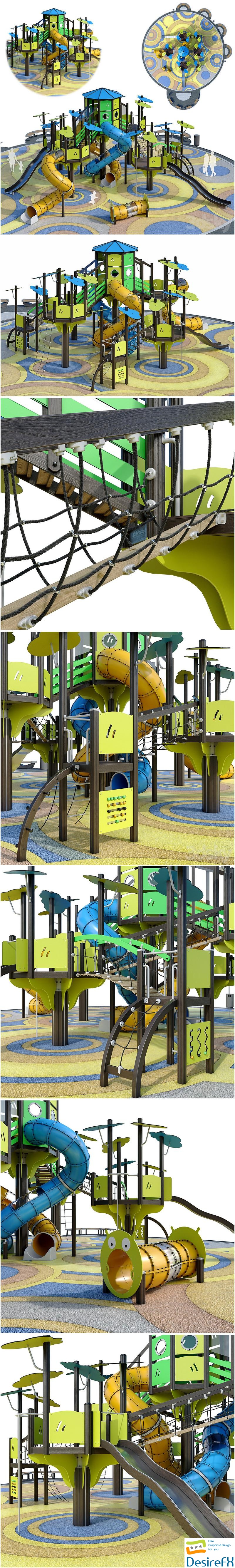 Large childrens play complex. Playground 3D Model