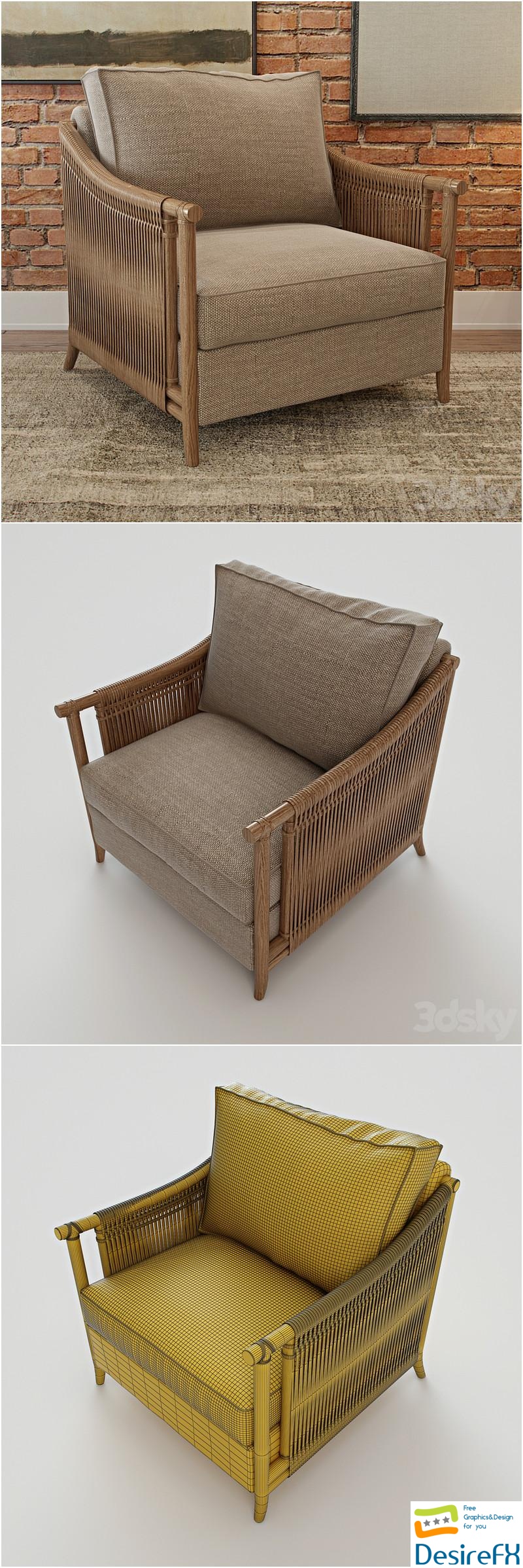 McGuire Jolie Lounge Chair 3D Model