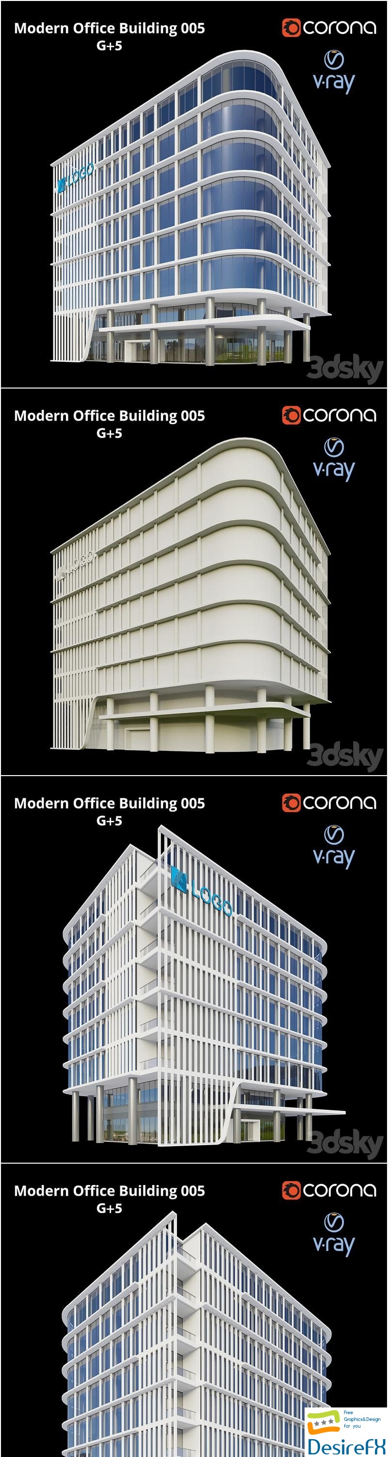 Modern Office Building 005 G + 5 3D Model