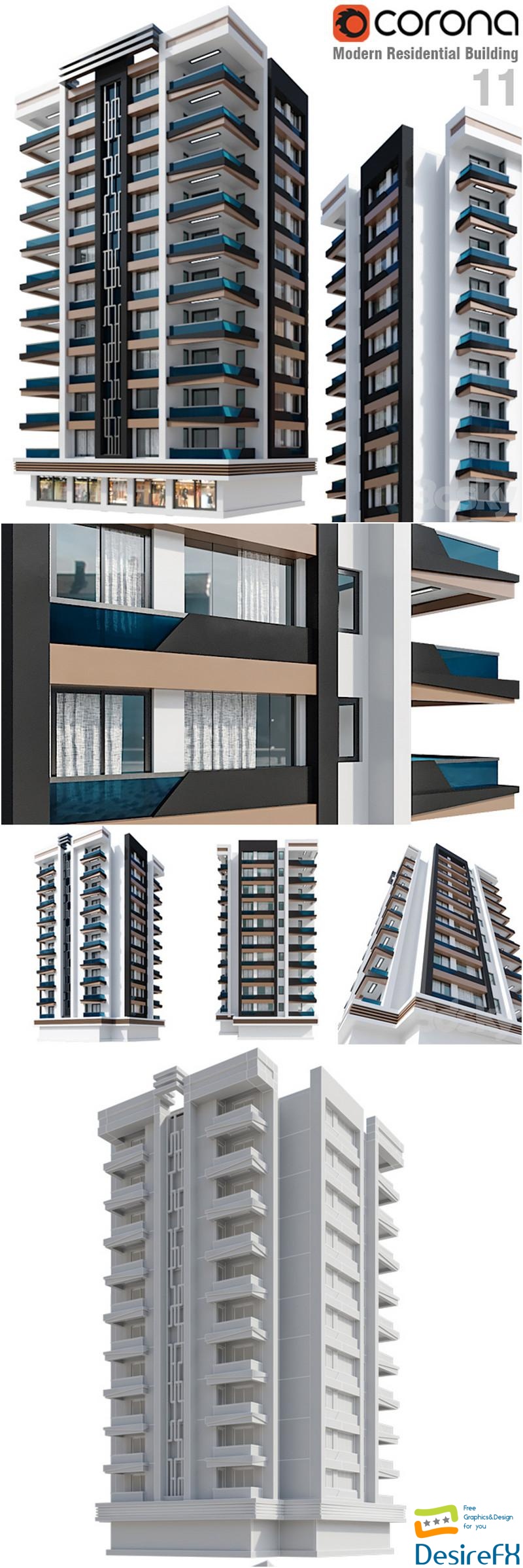 Modern Residential Building 011 3D Model