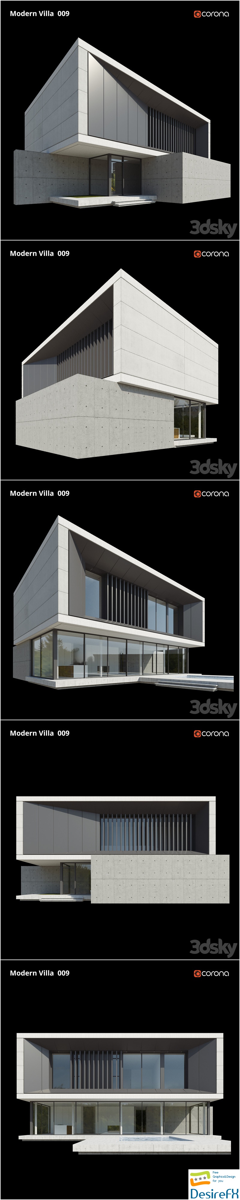 Modern Villa Design 009 G + 2 3D Model