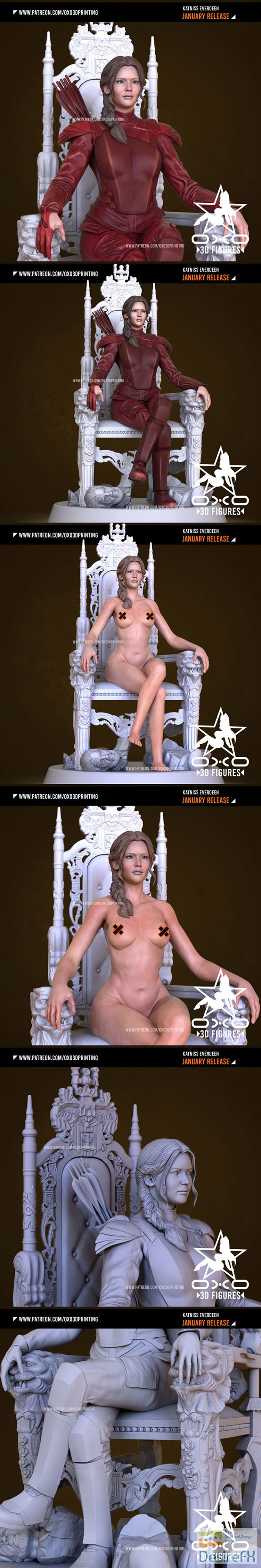 OXO3D – Katniss Everdeen Standard and NSFW – 3D Print