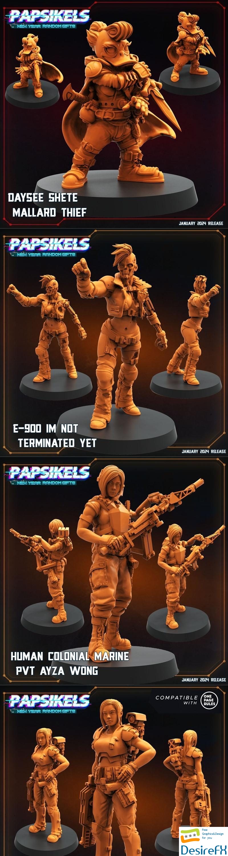 Papsikels Miniatures - Bonus Pack January 2024 3D Print