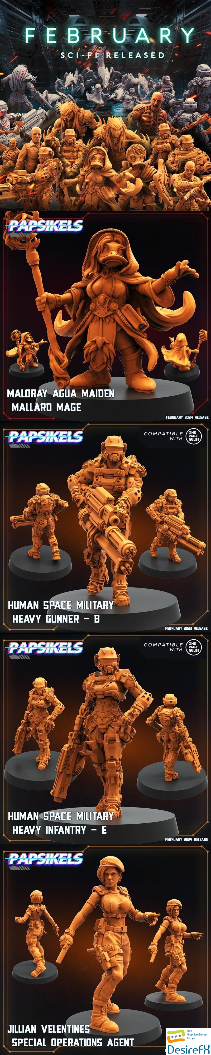 Papsikels Miniatures - Sci-Fi February 2024 3D Print